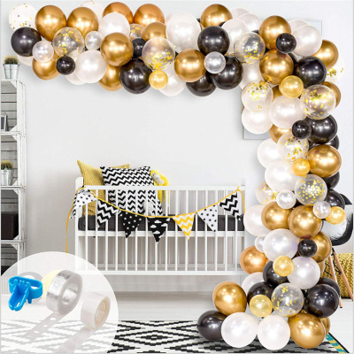 Amazon Hot Sale Black Gold Series Theme Balloon Set Arch Garland Wedding Festival Birthday Party Decoration