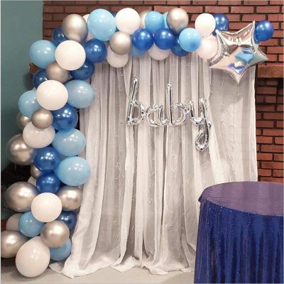 Balloon Set Garland Arch Blue White Silver Balloon Birthday Wedding Center Ornament Background Decoration for Party