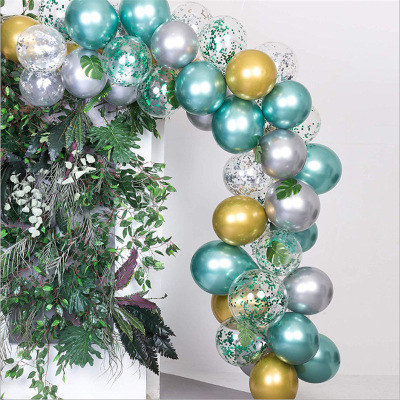 Amazon Hot Metal Green Chrome Gold Silver Balloon Garland Arch Set Birthday Decoration Party Supplies