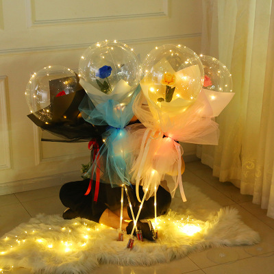 520 Confession Led Rose Bounce Ball Luminous Internet Celebrity Bouquet Balloon Night Market Stall Bounce Ball Wholesale