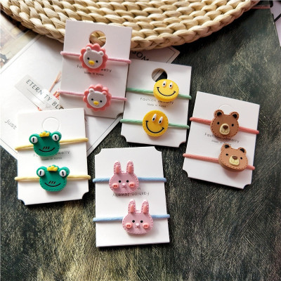 Children's Hair Accessories Girls Headdress Cartoon Hair Rope Bear Smiling Face Baby Rubber Band Baby Small Circle Hair Ring Girl Tied-up Hair