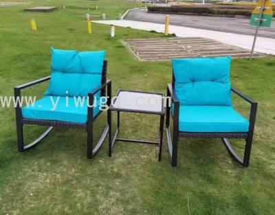 New Rattan Rocking Chair Sofa Set Leisure Balcony Garden Courtyard Outdoor Furniture Three-Piece Set