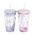 Polka Dot Wave Plate Double Plastic Straw Cup Pink Cute Water Glass Female Gift Cup Girlwill
