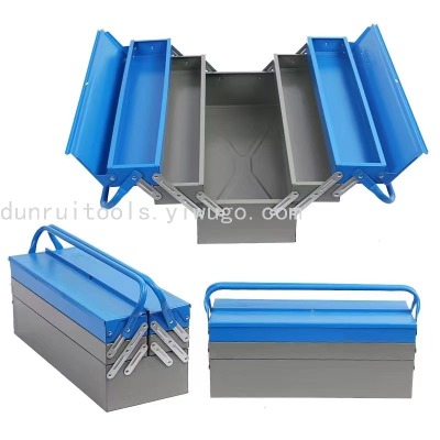 Iron Toolbox Thick Iron Sheet Double Layer Three-Layer Multi-Functional Portable Folding Electrician Repair  