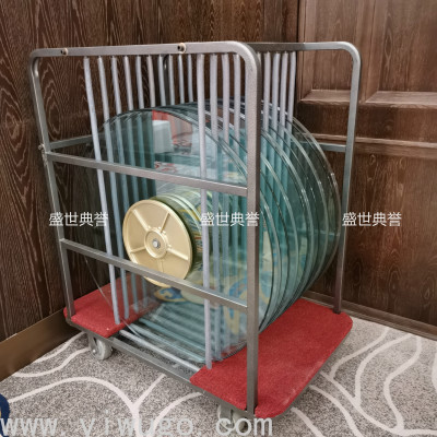 Shanghai Star Hotel Banquet Hall Glass Turntable Car Conference Center Turntable Transport Car Hotel Glass Storage Car