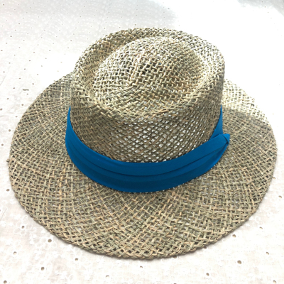 Salted Grass Woven Ins Internet Celebrity European and American Street Shot Flat Top Hat Women's Summer Hollow Breathable Holiday Vacation Sun Hat