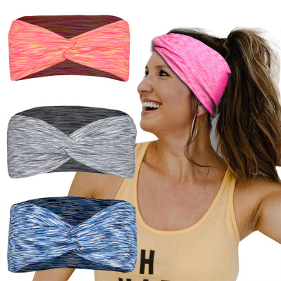 Cross-Border New Arrival Running Yoga Exercise Hair Band Sweat Absorbing Antiperspirant Band Headband Cross Hair Band Hair Accessories Logo Customization