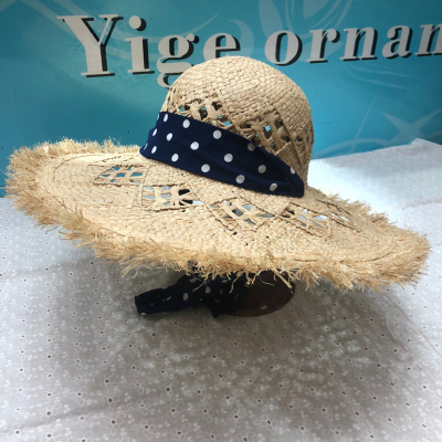 Raffia Hat Hand-Woven European and American Street Shot Women's Seaside Holiday Hollow Breathable Super Large Brim Straw Hat
