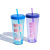 Large Capacity Transparent Double-Layer Cup with Straw Water Cup Plastic Cup Ice Cup Ins Logo Can Be Added