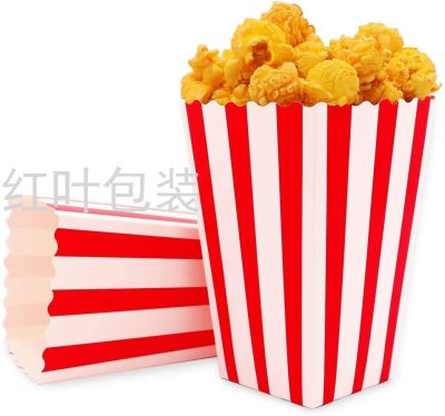 Wholesale Custom Popcorn Box Red and White Striped Party Candy Box