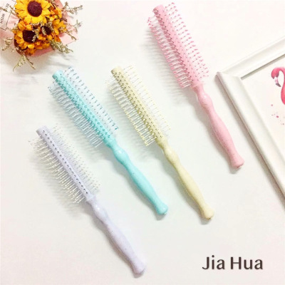 Factory Wholesale Wheat Straw Wheat Fragrance Hair Curling Comb Anti-Static round Brush Girls Hairdressing Comb