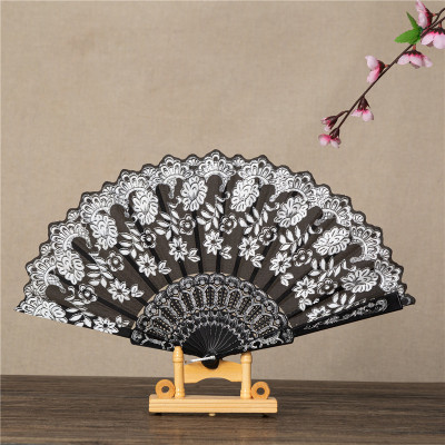 Chinese Style Plastic Hot Silver Powder Dance Fan Wedding Fan Spanish Fan Female Fan Folding Fan Advertising Fan Wholesale