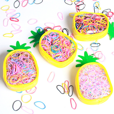 Summer New Fruit Pineapple Packaging Strong Pull Continuously Children Rubber Band Color Disposable Hair Band Does Not Hurt Hair
