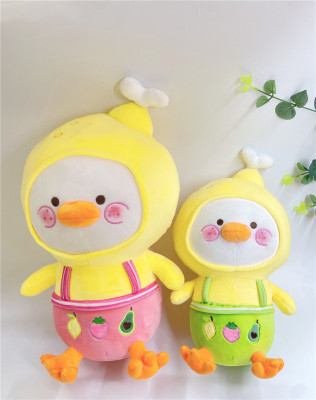 Factory Direct Sales New Cute Cheering Duck Chicken Leg Pillow Fruit Plush Toys Pillow for Drawing and Sample Customization