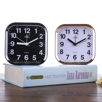 Fashion Simple Electroplating Frame Black and White Digital Surface Square Lazy Bedside Alarm Clock Children Household Decoration Clock