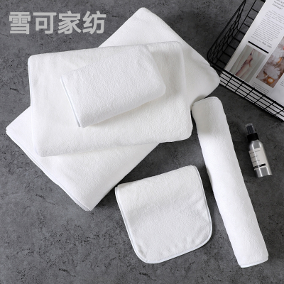 Hotel White Coral Fleece Towel Beauty Salon Bath Towels Custom Logo Embroidered Gift