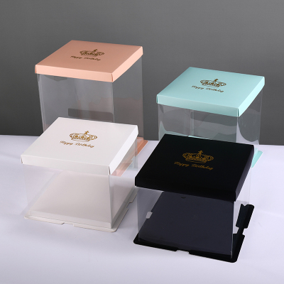 Single-Layer Double-Layer Three-Layer Transparent Cake Box 4-Inch 6-Inch 8-Inch 10-Inch 12-Inch Baking Packaging Cake Box Wholesale
