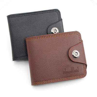 Personalized Men's Wallet Magnetic Snap Short and Simple Thin Wallet Youth Large Capacity Men's Wallet Card Holder Coin Purse H