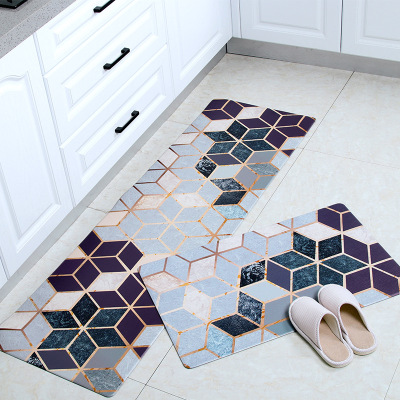 New Pu Nordic Kitchen Floor Mat Leather Oil-Proof Waterproof Anti-Fatigue Foot Mat PVC Kitchen Pad Non-Slip Floor Mat