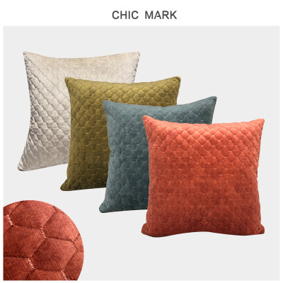 Cross-Border Direct Supply Hot Sale Simple Solid Color Flannel Couch Pillow Diamond Pineapple Lattice Model Room Bedroom Living Room Pillows