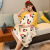 Factory Direct Sales New Cartoon Cotton Korean Style round Neck Nightdress Women's Summer Long Dress Casual Suitable for Daily Wear Pajamas