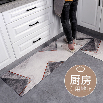 Cross-Border Kitchen Floor Mat Door Mat Waterproof Oil-Proof Leather PU Carpet Creative Home Non-Slip Mat Cartoon PVC Pa