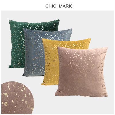 Amazon Cross-Border Home Pillow Cover Hot Sale Couch Pillow Light Luxury Flannel Spot Gilding Model Room Square Pillow