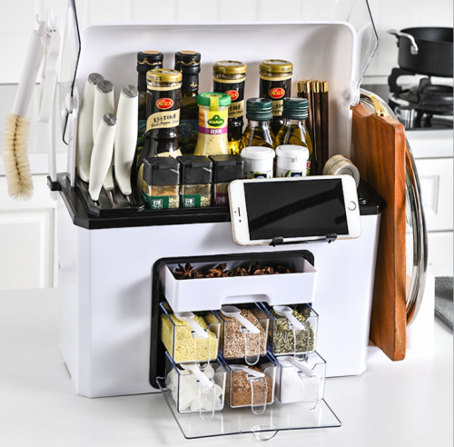 new punch-free storage seasoning knife holder box large kitchen storage rack seasoning jars and bottles storage rack