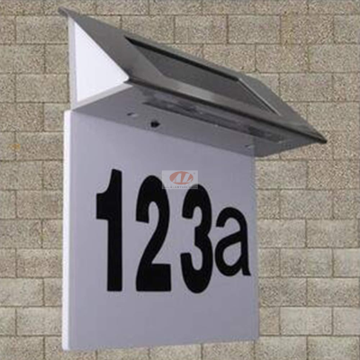 Solar LED Doorplate Lamp Outdoor Waterproof Stainless-Steel Lamps House Number Letter Sticker Number Light
