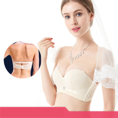 Lace Half Cup Invisible Bra Comfortable Wireless Push up Women's Underwear Strapless Wedding Dress Bra