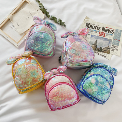 Korean Style Children's Bags Autumn and Winter 2020 New Backpack Cute Sequined Bow Backpack Fashion Boys and Girls School Bag