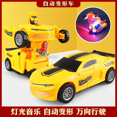 New Electric Universal Music Deformation Robot Transformer Music Colorful Light Toy Deformation Car