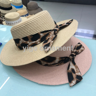 Straw Hat Female Summer Korean Style Flat-Top Hat Sun Protection Fresh All-Matching Casual Beach Tide Top Hat British Sun Hat