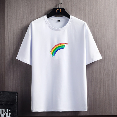 Short Sleeve Men's Summer Spot Youth Lettered Casual Short Sleeve Loose Thin round Neck T-shirt Cross-Border Cotton T-shirt Men's Clothes