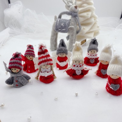 Christmas Wool Felt Doll Holiday Atmosphere Scene Decoration Cute Girl Old Male Snowman Christmas Tree Pendant