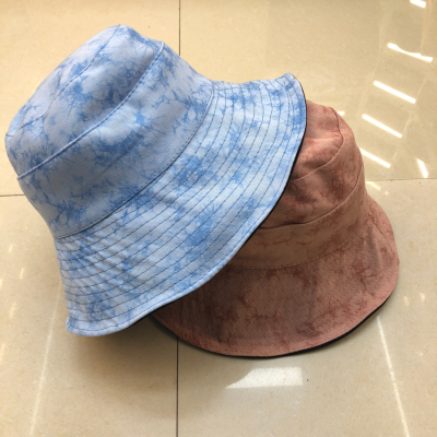 Tie-Dye Effect Spring and Summer Fashion All-Matching Sun-Proof Wide Brim Bucket Hat Bucket Hat, Both Sides Can Be Worn