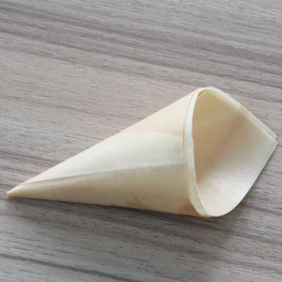 Veneer Roll Wholesale Wood Peel Egg Roll Container Horn Cup Disposable Ice Cream Wood Peel Factory Direct Sales