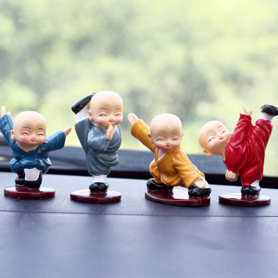 Creative Car Decorations New Color Clothes Kung Fu Monk Resin Decorations Dual Use in Car and Home Cute Gift Decorations