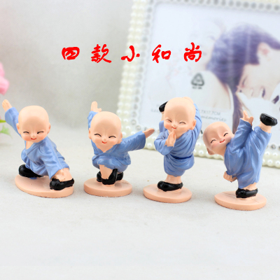 Four Kung Fu Little Monk Creative Resin Decorations New Shaolin Kung Fu Kid Car Interior Design Supplies Wholesale