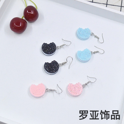 Japanese and Korean Style Harajuku Style Cute Simulation Biscuit Earrings Can Be Used as Ear Clips