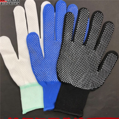 13-Pin Nylon Cotton Gloves with Rubber Dimples Labor Protection Gloves, Spot Order Customized According to Customer Requirements