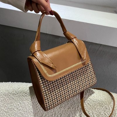 Women's Bag New Spring New Popular Net Red 2021 Plaid Texture Shoulder Messenger Bag Handbag Ins Small Square Bag