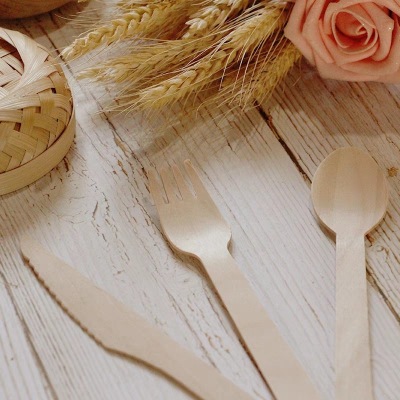 Factory Direct Sales Wooden Tableware Wooden Knife, Fork and Spoon Disposable Wooden Knife, Fork and Spoon Wooden Tableware 16cm