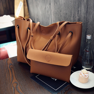2021 Women's Bag Korean Style Pu Mother Bag Litchi Pattern Handbag Fashion Large Capacity Shoulder Messenger Bag Foreign Trade Supply