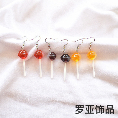 European and American Simulation Candy Toy Earrings Cute Sweet Girlish Candy Earrings Can Be Used as Ear Clips