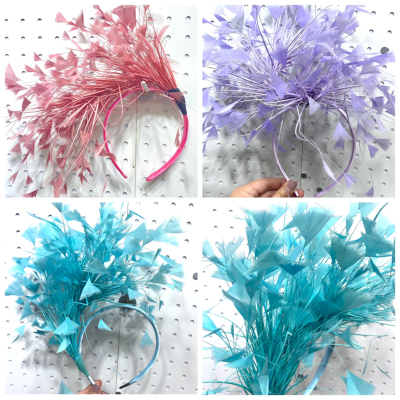 European and American Headdress Vintage Bridal Hair Accessories Feather Headdress Flower plus Beads Flower Mesh Headband All Match Dress Cheongsam Accessories