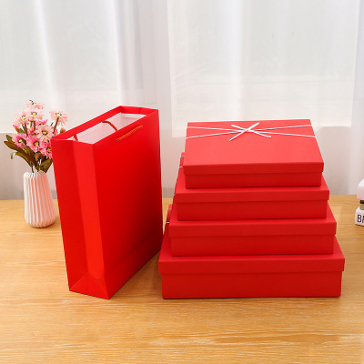 Wholesale Rectangular Wedding Red Gift Box Hand Gift Box Housewarming Festive Gift Box Tiandigai Custom