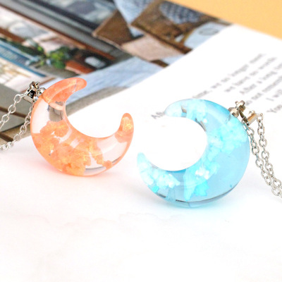 European and American Foreign Trade New Blue Sky White Cloud Moon Necklace Luminous Mori Style Resin Pendant Glowing Creative Handmade Ornament