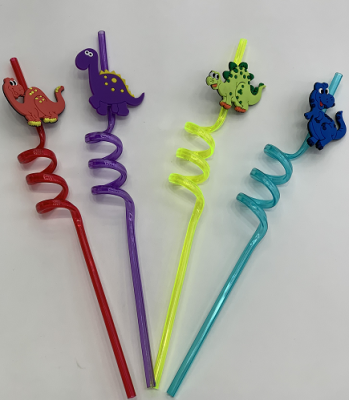[Factory Direct Sales] Dinosaur-Shaped Plastic Straw for European and American Dances Disposable Environmental Protection Straw