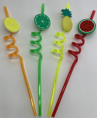 [Factory Direct Sales] Export European and American Dance Fruit Shape Plastic Straw Disposable Environmental Protection Straw